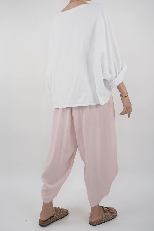 Made in Italy Noa Linen Blend Sia Pant Antique Rose